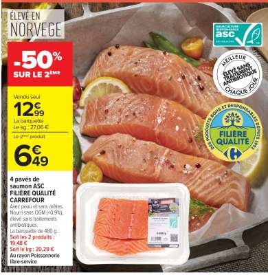 4 pavés de saumon ASC FILIÈRE QUALITÉ CARREFOUR