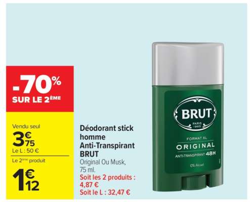 Déodorant stick homme Anti-Transpirant BRUT