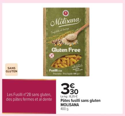 Pâtes fusilli sans gluten MOLISANA