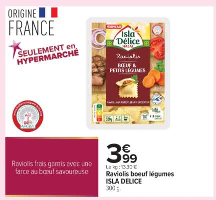 Raviolis boeuf légumes ISLA DELICE