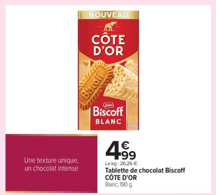TABLETTE DE CHOCOLAT BISCOFF COTE D'OR