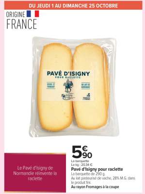 Pavé d'Isigny pour raclette