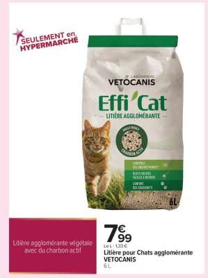 Litière pour Chats agglomérante VETOCANIS
