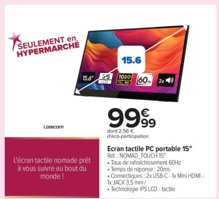 Ecran tactile PC portable 15"