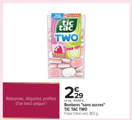 Bonbons "sans sucres" TIC TAC Two