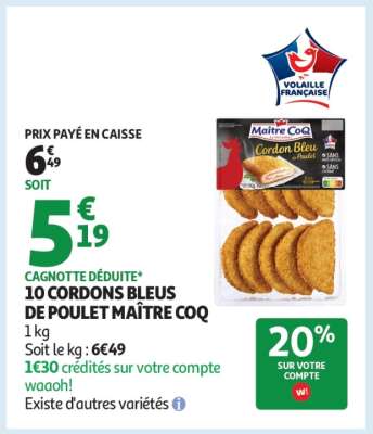 10 Cordons Bleus De Poulet Maître Coq