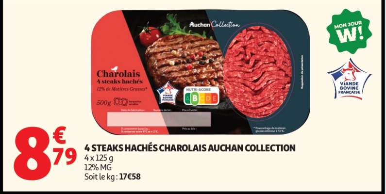 4 Steaks Hachés Charolais Auchan Collection
