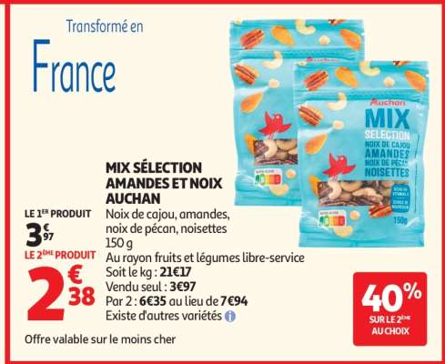 MIX SÉLECTION AMANDES ET NOIX AUCHAN