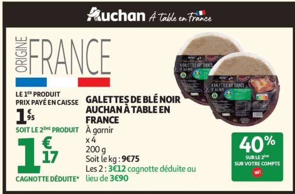 GALETTES DE BLÉ NOIR AUCHAN À TABLE EN FRANCE