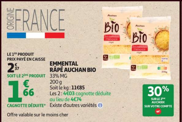 Emmental Râpé Auchan Bio
