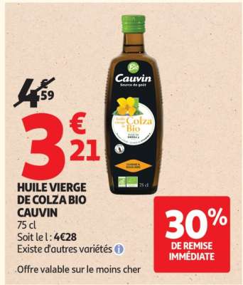HUILE VIERGE DE COLZA BIO CAUVIN