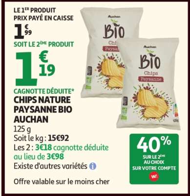 Chips Nature Paysanne Bio Auchan