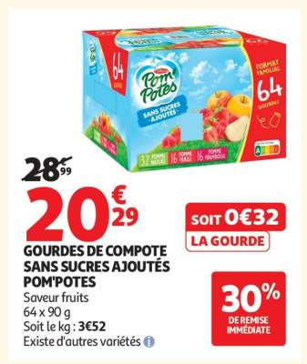 GOURDES DE COMPOTE SANS SUCRES AJOUTÉS POM'POTES