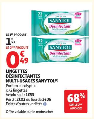 Lingettes Désinfectantes Multi-usages Sanytol