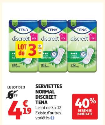 SERVIETTES NORMAL DISCREET TENA