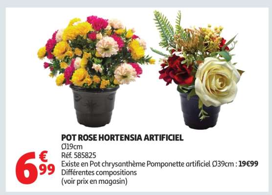 POT ROSE HORTENSIA ARTIFICIEL