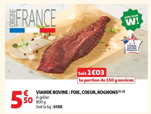 Viande Bovine : Foie, Coeur, Rognons