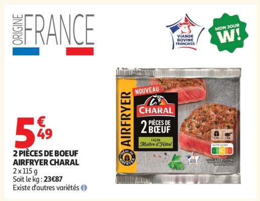 2 PIÈCES DE BOEUF AIRFRYER CHARAL
