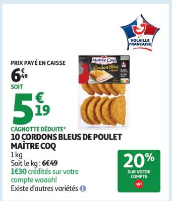 10 Cordons Bleus De Poulet Maître Coq