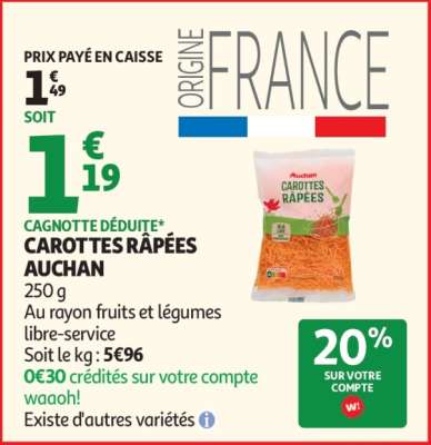 Carottes Rapées Auchan