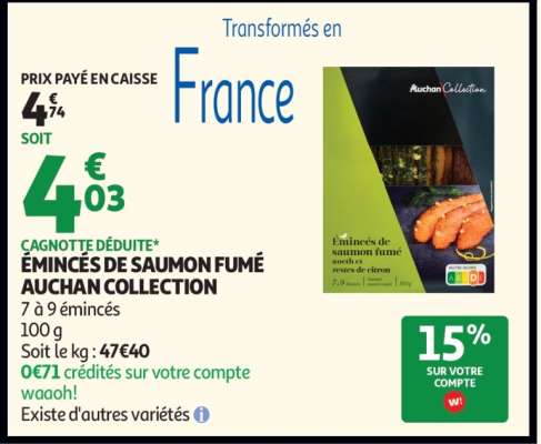 ÉMINCÉS DE SAUMON FUMÉ AUCHAN COLLECTION