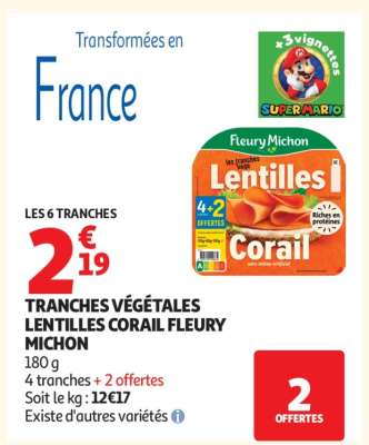 TRANCHES VÉGÉTALES LENTILLES CORAIL FLEURY MICHON