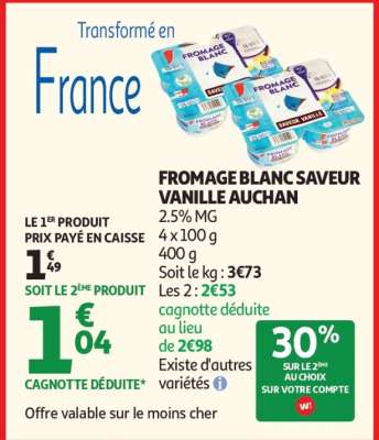 FROMAGE BLANC SAVEUR VANILLE AUCHAN