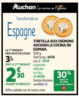 Tortilla Aux Oignons Auchan La Cocina En Espana