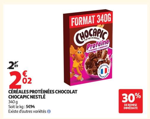 CÉRÉALES PROTÉINÉES CHOCOLAT CHOCAPIC NESTLÉ