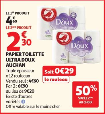 PAPIER TOILETTE ULTRA DOUX AUCHAN