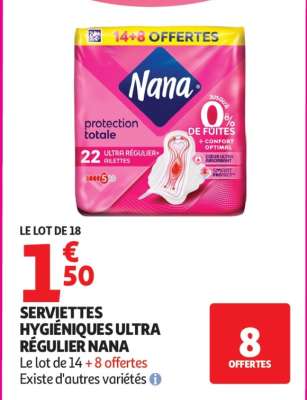 SERVIETTES HYGIÉNIQUES ULTRA RÉGULIER NANA