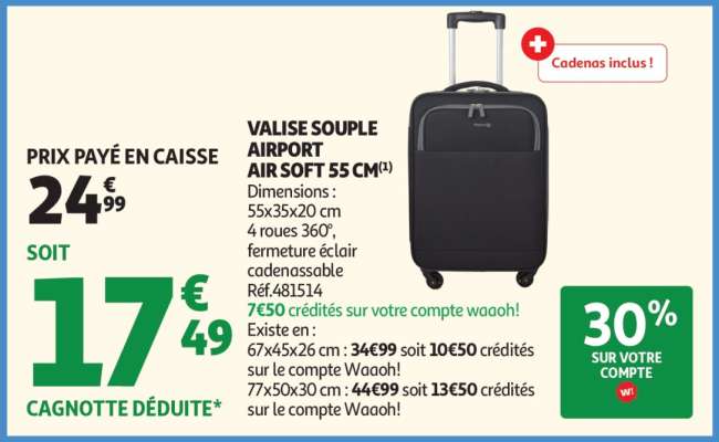 VALISE SOUPLE AIRPORT AIR SOFT 55 CM