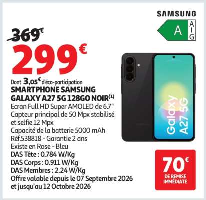 SMARTPHONE SAMSUNG GALAXY A27 5G 128GO NOIR