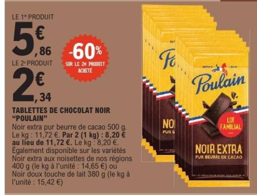 Tablettes de chocolat noir “Poulain”