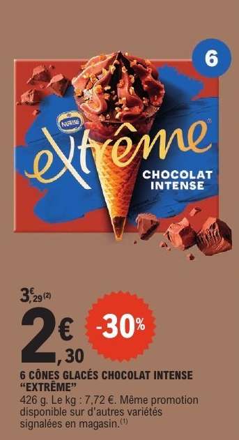6 CÔNES GLACÉS CHOCOLAT INTENSE 'EXTREME'