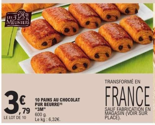 10 PAINS AU CHOCOLAT PUR BEURRE "3M"