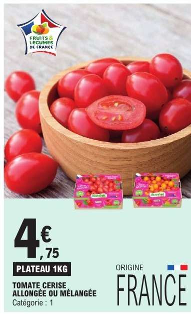 TOMATE CERISE ALLONGÉE OU MELANGÉE