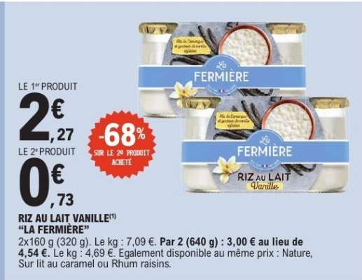 Riz Au Lait Vanille La Fermière