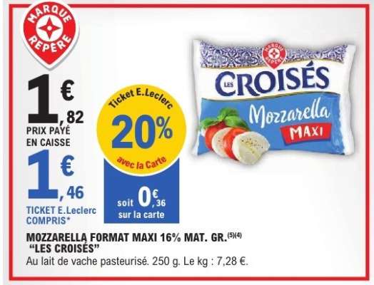 MOZZARELLA FORMAT MAXI 16% MAT. GR. “LES CROISÉES”