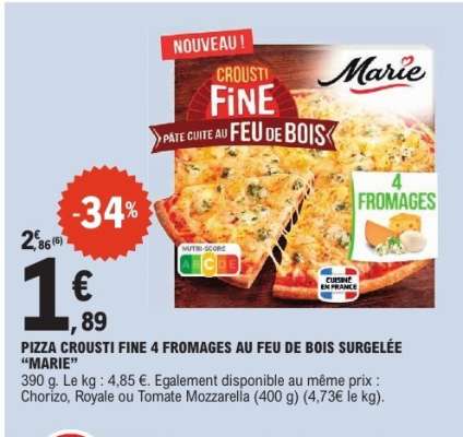 PIZZA CROUSTI FINE 4 FROMAGES AU FEU DE BOIS SURGELÉE “MARIE”