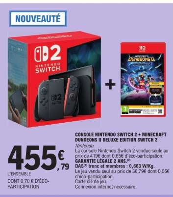 Console Nintendo Switch 2 + Minecraft Dungeons II Deluxe Edition Switch 2
