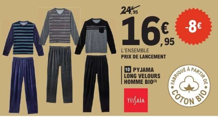 Pyjama Long Velours Homme Bio