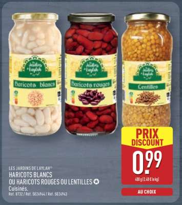 LES JARDINS DE LAYLAH® HARICOTS BLANCS OU HARICOTS ROUGES OU LENTILLES