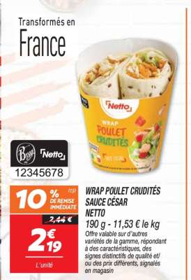 WRAP POULET CRUDITÉS SAUCE CÉSAR