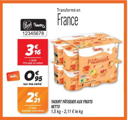 YAOURT PÂTISSIER AUX FRUITS NETTO
