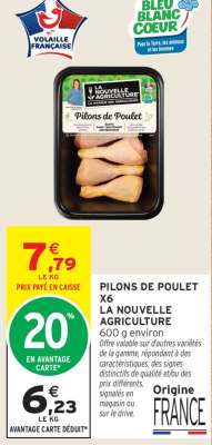 PILONS DE POULET X6 LA NOUVELLE AGRICULTURE
