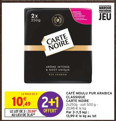 Café Moulu Pur Arabica Classique Carte Noire