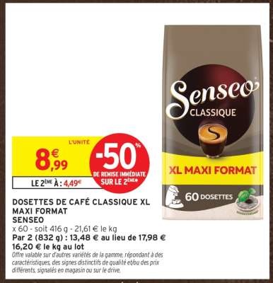 DOSETTES DE CAFÉ CLASSIQUE XL MAXI FORMAT