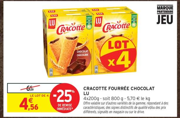 CRACOTTE FOURRÉE CHOCOLAT LU