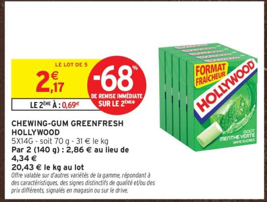 CHEWING GUM GREENFRESH HOLLYWOOD